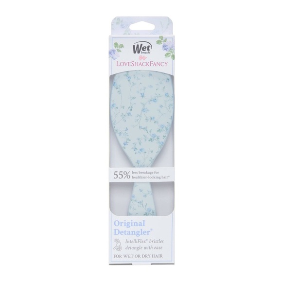 NIB LoveShackFancy Wet Original Detangler Round Brush in English Ivy Blue. - Picture 1 of 14